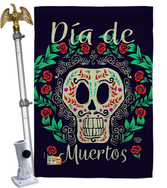 Dia de Muertos Skeleton - Halloween Fall Vertical Impressions Decorative Flags HG192074 Made In USA - Image 13