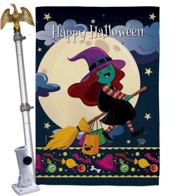Happy Halloween Witch - Halloween Fall Vertical Impressions Decorative Flags HG192218 Made In USA - Image 9