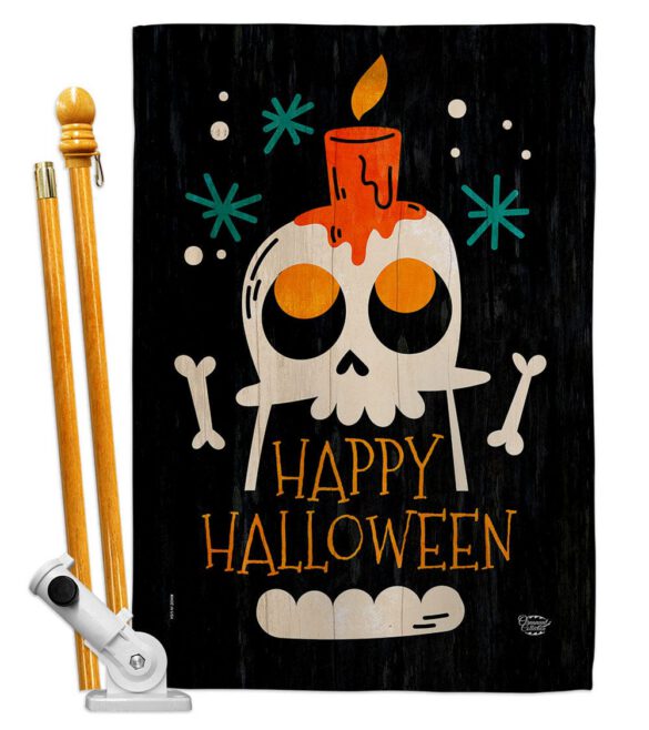 Happy Skull - Halloween Fall Vertical Impressions Decorative Flags HG192664 Made In USA - Image 5