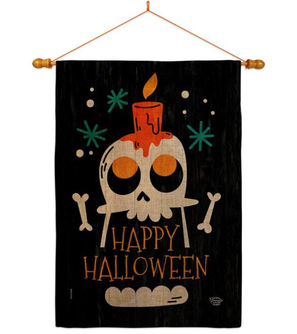Happy Skull - Halloween Fall Vertical Impressions Decorative Flags HG192664 Made In USA - Image 24