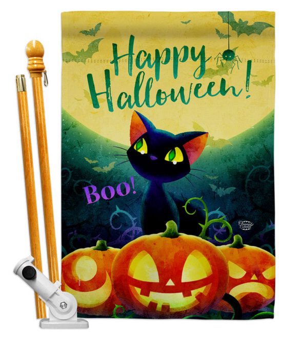 Cute Black Cat - Halloween Fall Vertical Impressions Decorative Flags HG192668 Made In USA - Image 5