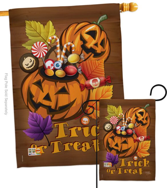 Candy Pumpkin - Halloween Fall Vertical Impressions Decorative Flags HG112003 Made In USA - Image 3
