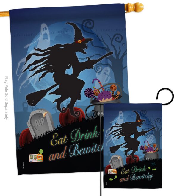 Bewitchy - Halloween Fall Vertical Impressions Decorative Flags HG112005 Made In USA - Image 3