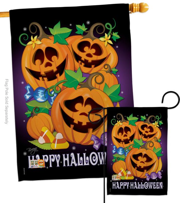 Happy Pumpkins - Halloween Fall Vertical Impressions Decorative Flags HG112049 Made In USA - Image 3