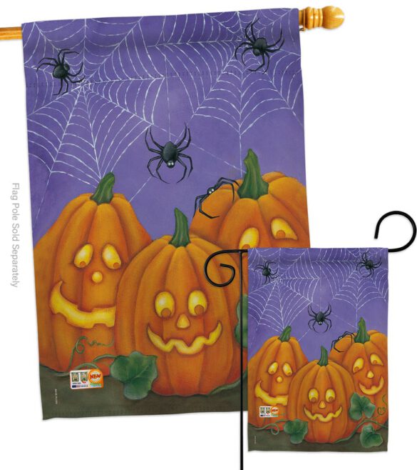 3 Pumpkins - Halloween Fall Vertical Impressions Decorative Flags HG112054 Made In USA - Image 4