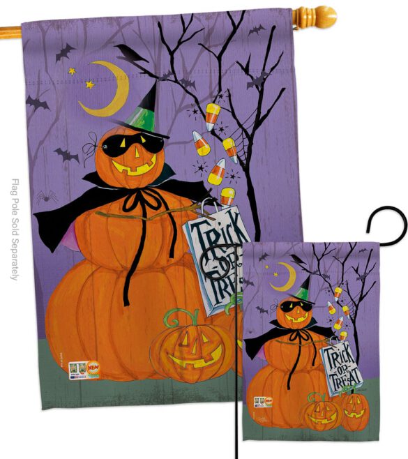 Happy Pumpkin Trio - Halloween Fall Vertical Impressions Decorative Flags HG112084 Made In USA - Image 3