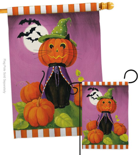 Happy Haunting Cat - Halloween Fall Vertical Impressions Decorative Flags HG112094 Made In USA - Image 3