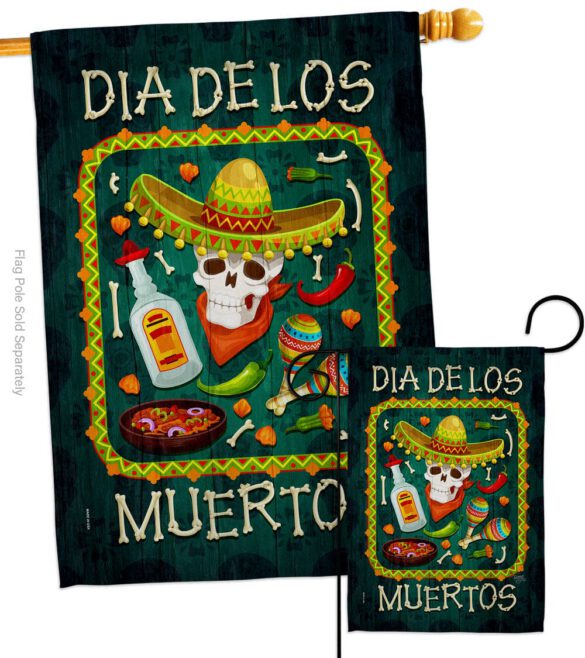 Calavera Sugar Skull - Halloween Fall Vertical Impressions Decorative Flags HG112111 Made In USA - Image 3