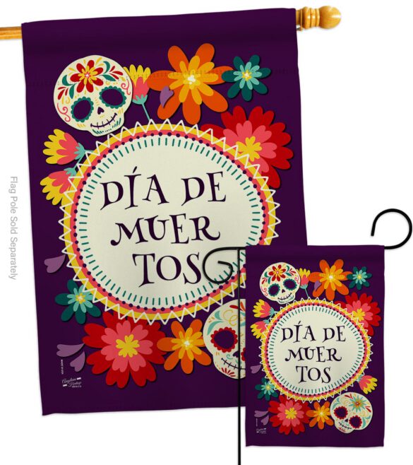 Celebrate Dia de Muertos - Halloween Fall Vertical Impressions Decorative Flags HG137249 Made In USA - Image 3
