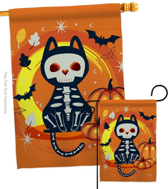 Halloween Black Cat - Halloween Fall Vertical Impressions Decorative Flags HG137265 Made In USA - Image 3