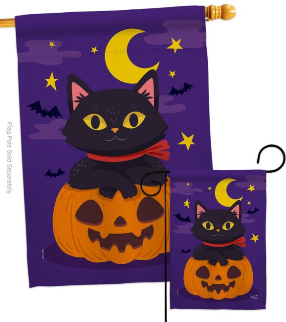 Halloween Kitty - Halloween Fall Vertical Impressions Decorative Flags HG137297 Made In USA - Image 3