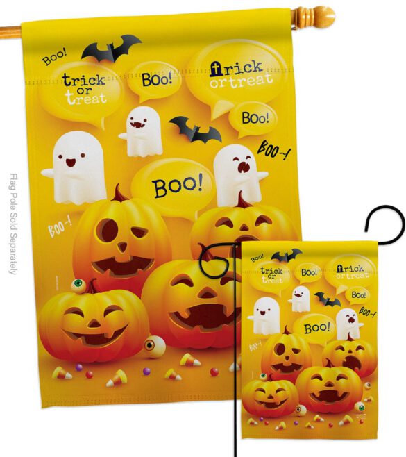 Ghosts And Pumpkins - Halloween Fall Vertical Impressions Decorative Flags HG137557 Made In USA - Image 3