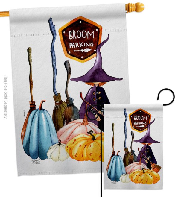 Broom Stop - Halloween Fall Vertical Impressions Decorative Flags HG137584 Made In USA - Image 3