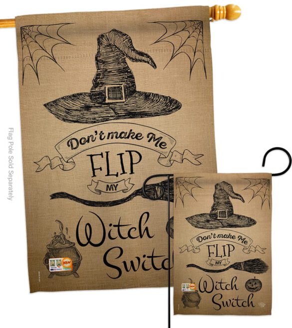 Flip my Witch Switch - Halloween Fall Vertical Impressions Decorative Flags HG191031 Made In USA - Image 3