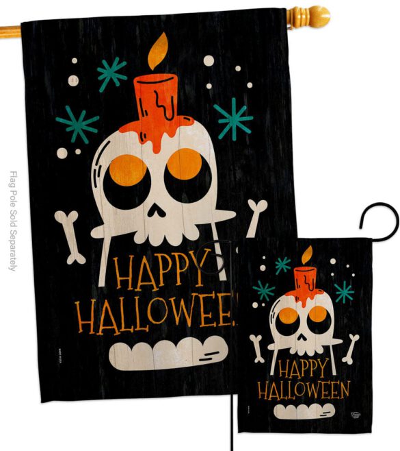 Happy Skull - Halloween Fall Vertical Impressions Decorative Flags HG192664 Made In USA - Image 3