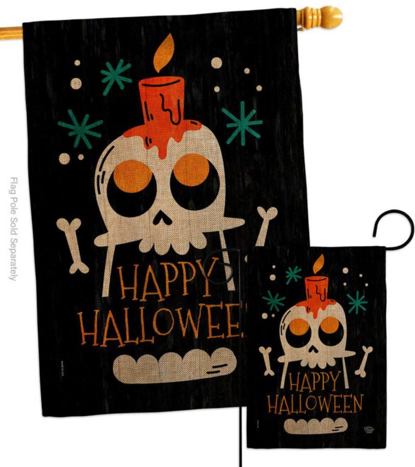 Happy Skull - Halloween Fall Vertical Impressions Decorative Flags HG192664 Made In USA - Image 15