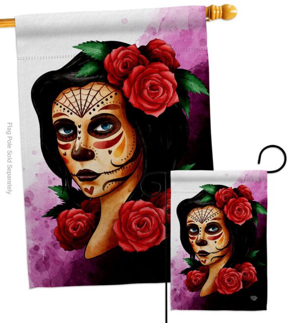 Elegant Skull - Halloween Fall Vertical Impressions Decorative Flags HG192715 Made In USA - Image 3