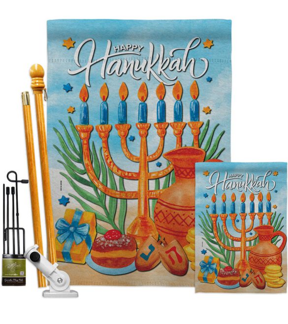Hanukkah Feast - Hanukkah Winter Vertical Impressions Decorative Flags HG120278 Made In USA - Image 6