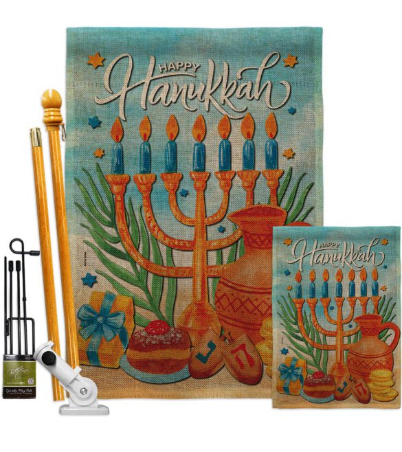 Hanukkah Feast - Hanukkah Winter Vertical Impressions Decorative Flags HG120278 Made In USA - Image 27