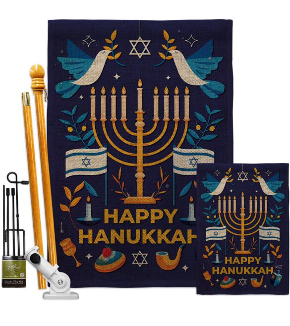 Hanukkah Bless - Hanukkah Winter Vertical Impressions Decorative Flags HG130425 Made In USA - Image 27