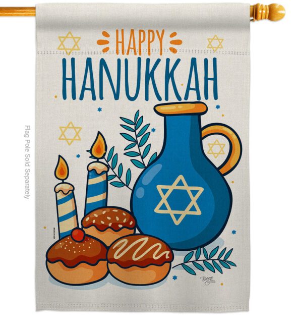 Hanukkah Sufganiyot - Hanukkah Winter Vertical Impressions Decorative Flags HG114240 Made In USA - Image 2