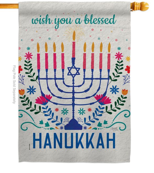 Hanukkan Wish - Hanukkah Winter Vertical Impressions Decorative Flags HG120276 Made In USA - Image 2