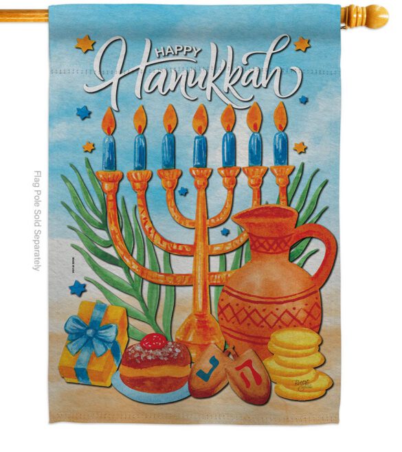 Hanukkah Feast - Hanukkah Winter Vertical Impressions Decorative Flags HG120278 Made In USA - Image 2