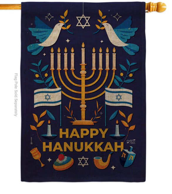 Hanukkah Bless - Hanukkah Winter Vertical Impressions Decorative Flags HG130425 Made In USA - Image 23