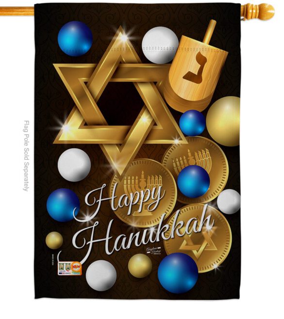 Happy Hanukkah - Hanukkah Winter Vertical Impressions Decorative Flags HG137063 Made In USA - Image 2