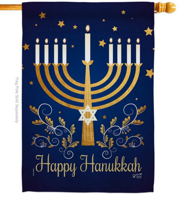 Happy Hanukkah - Hanukkah Winter Vertical Impressions Decorative Flags HG137324 Made In USA - Image 2