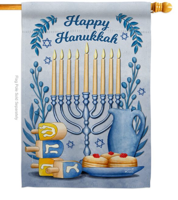 Happy Hanukkah - Hanukkah Winter Vertical Impressions Decorative Flags HG137326 Made In USA - Image 2