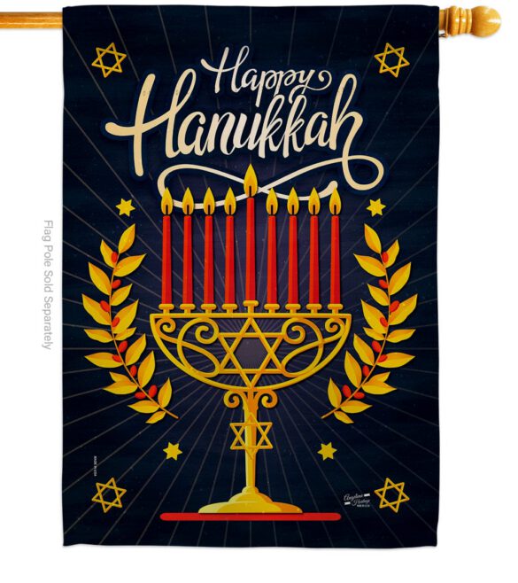 Happy Hanukkah - Hanukkah Winter Vertical Impressions Decorative Flags HG137327 Made In USA - Image 2