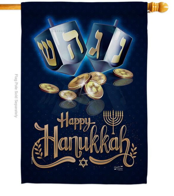 Happy Hanukkah - Hanukkah Winter Vertical Impressions Decorative Flags HG137330 Made In USA - Image 2