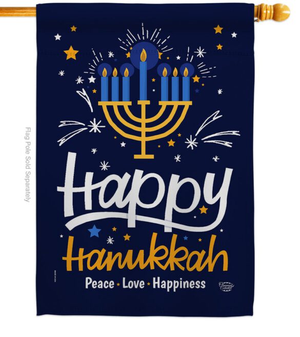 Happy Hanukkah - Hanukkah Winter Vertical Impressions Decorative Flags HG192314 Made In USA - Image 2