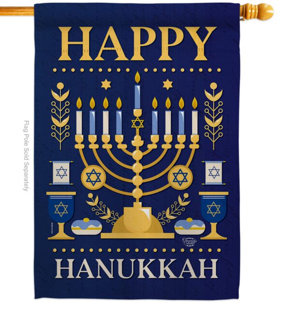 Happy Hanukkah - Hanukkah Winter Vertical Impressions Decorative Flags HG192317 Made In USA - Image 2