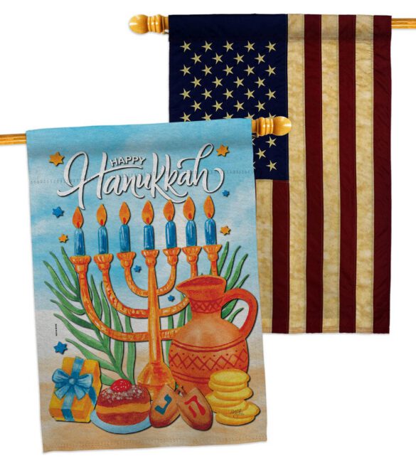 Hanukkah Feast - Hanukkah Winter Vertical Impressions Decorative Flags HG120278 Made In USA - Image 8
