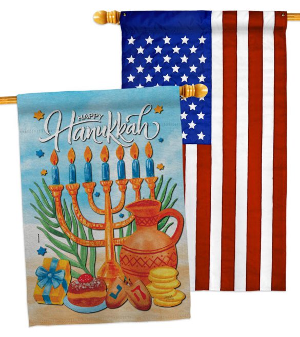 Hanukkah Feast - Hanukkah Winter Vertical Impressions Decorative Flags HG120278 Made In USA - Image 10