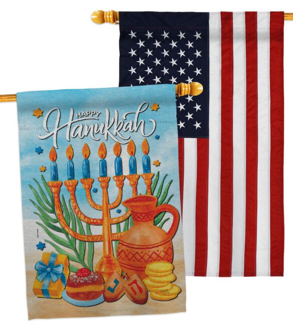 Hanukkah Feast - Hanukkah Winter Vertical Impressions Decorative Flags HG120278 Made In USA - Image 15