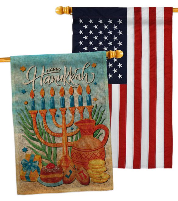 Hanukkah Feast - Hanukkah Winter Vertical Impressions Decorative Flags HG120278 Made In USA - Image 36