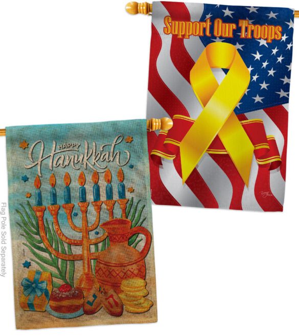 Hanukkah Feast - Hanukkah Winter Vertical Impressions Decorative Flags HG120278 Made In USA - Image 35