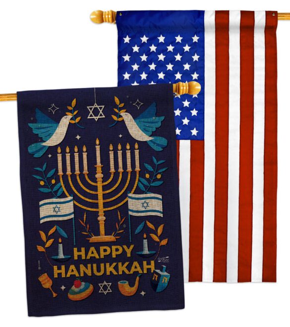 Hanukkah Bless - Hanukkah Winter Vertical Impressions Decorative Flags HG130425 Made In USA - Image 31