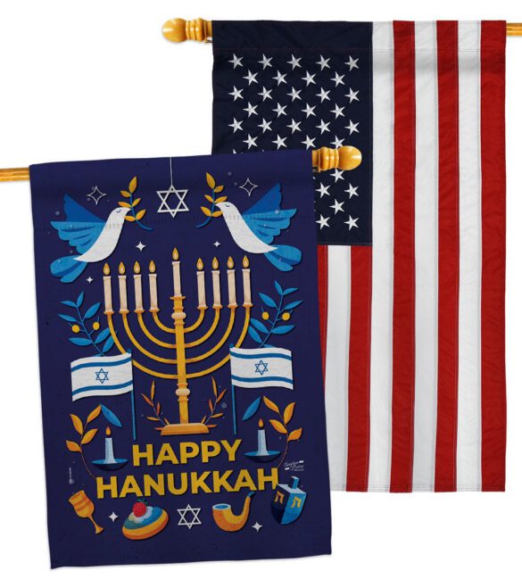 Hanukkah Bless - Hanukkah Winter Vertical Impressions Decorative Flags HG130425 Made In USA - Image 15
