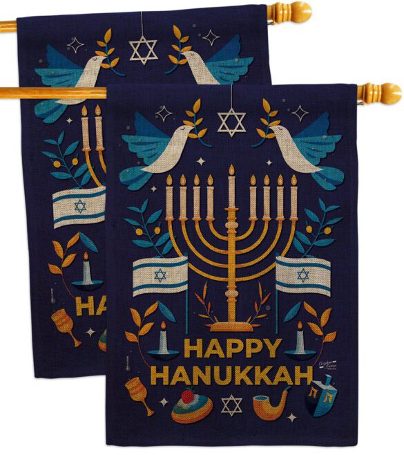 Hanukkah Bless - Hanukkah Winter Vertical Impressions Decorative Flags HG130425 Made In USA - Image 33