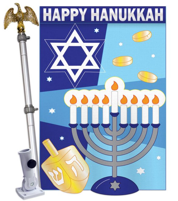 Happy Hanukkah - Hanukkah Winter Vertical Applique Decorative Flags HG114070 - Image 3
