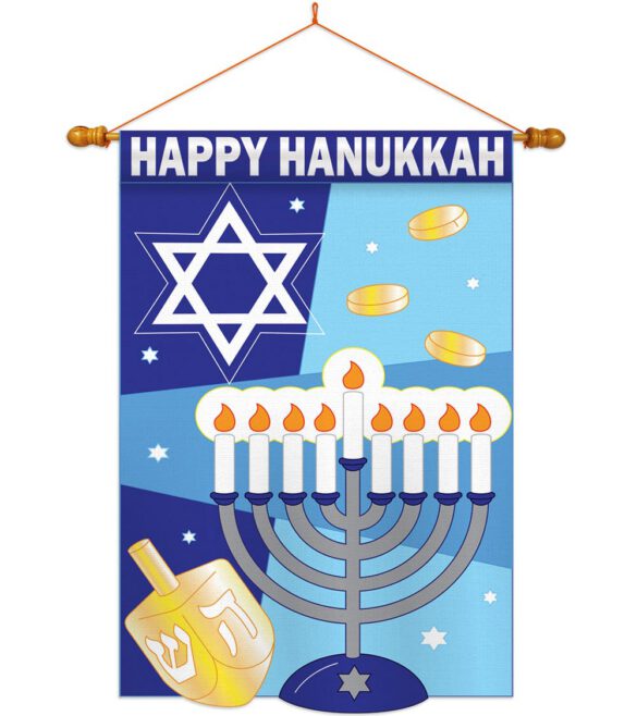 Happy Hanukkah - Hanukkah Winter Vertical Applique Decorative Flags HG114070 - Image 4