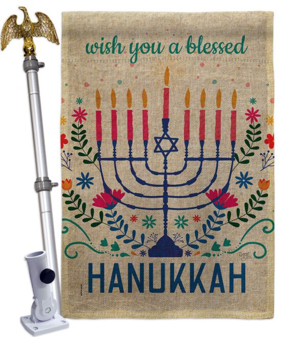 Hanukkan Wish - Hanukkah Winter Vertical Impressions Decorative Flags HG120276 Made In USA - Image 41
