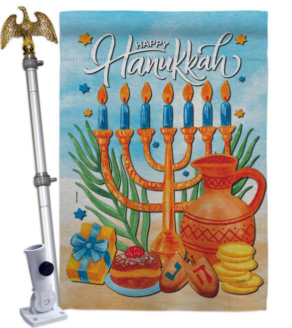 Hanukkah Feast - Hanukkah Winter Vertical Impressions Decorative Flags HG120278 Made In USA - Image 20
