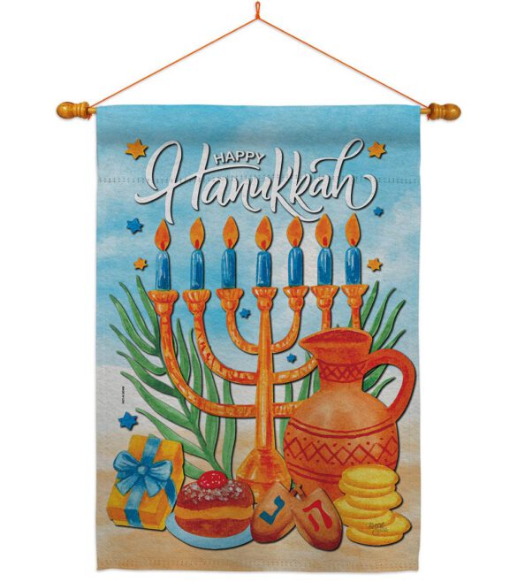 Hanukkah Feast - Hanukkah Winter Vertical Impressions Decorative Flags HG120278 Made In USA - Image 21