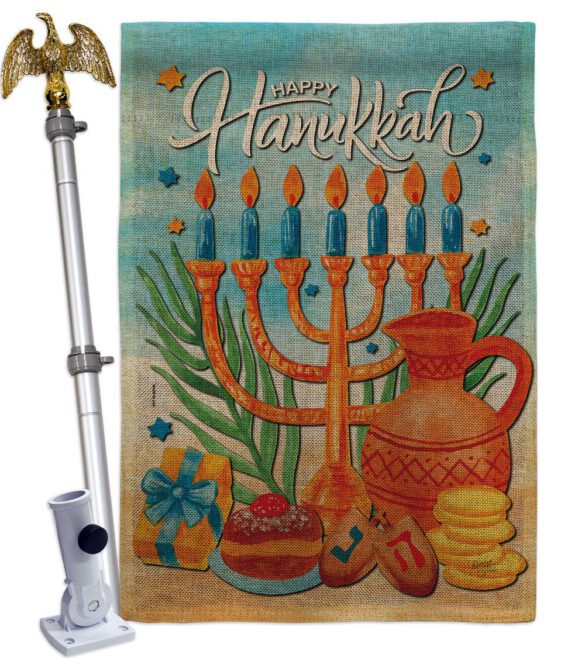 Hanukkah Feast - Hanukkah Winter Vertical Impressions Decorative Flags HG120278 Made In USA - Image 41