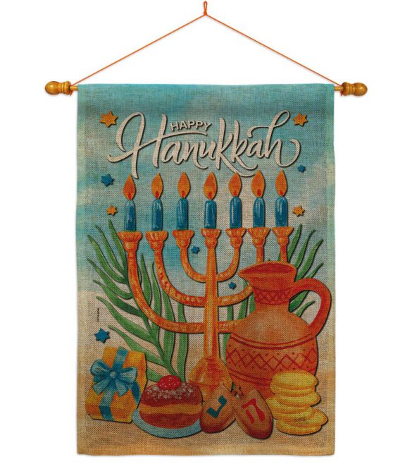 Hanukkah Feast - Hanukkah Winter Vertical Impressions Decorative Flags HG120278 Made In USA - Image 42